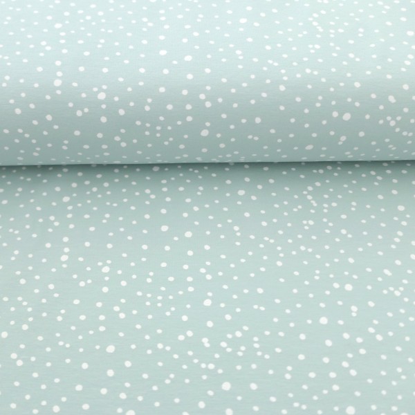 Jersey, Kleckse, Punkte, Zartmint, Meterware