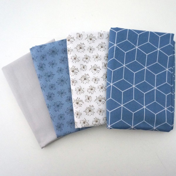 Stoffpaket Baumwolle, Dandelion, Blau, Grau, Baumwollstoff
