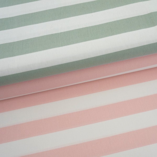 Baumwollstoff, Popeline, Blockstreifen, Streifen, Rosé, Meterware