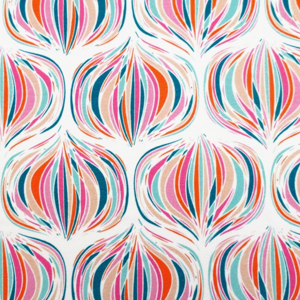 French Terry, Meluma, Ornamente, Weiß, Bunt, Meterware