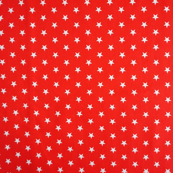 Baumwollstoff, Carrie, Sterne 7 mm, Rot/Weiß