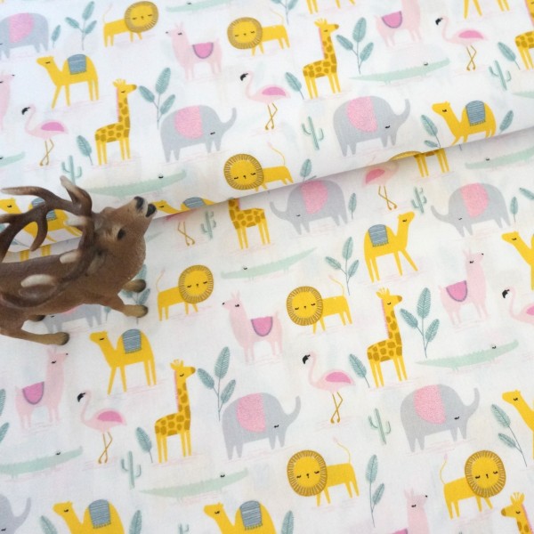 Baumwollstoff, Popeline, Desert Family, Weiß, Meterware