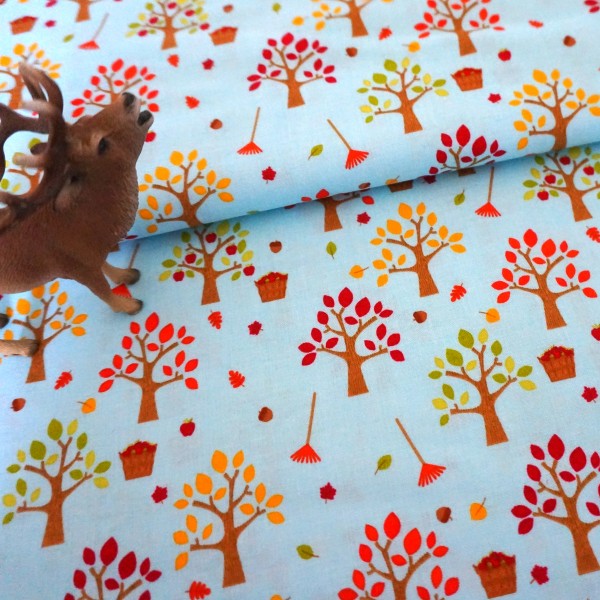 Baumwollstoff, Patchwork, Riley Blake, Happy Harvest, Aqua, Bunt, Meterware