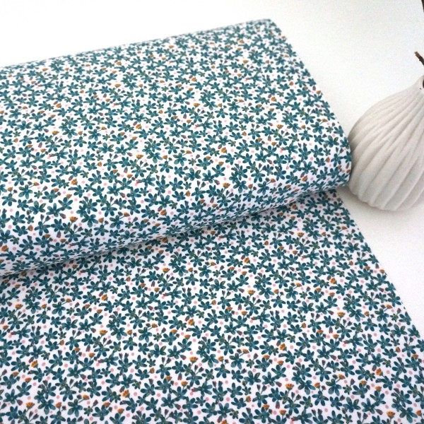 Jersey, Streublumen, Petrolblau, Meterware