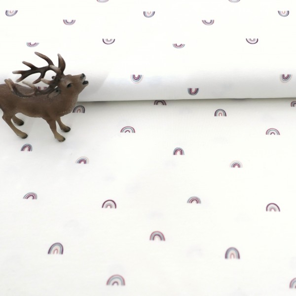 Jersey Regenbögen, Off-White, Altrosa, Altrosa, Blau, Meterware