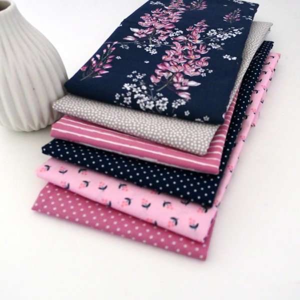 6 x 50 x 142 cm 'Wisteria' Blüten, Punkte, Kleckse, Linien, Patchwork, Paket