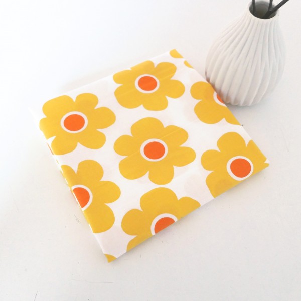 Reststück Baumwollstoff Blüten Gelb, Meterware