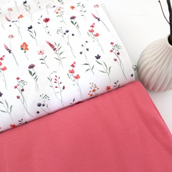 Jersey Kräuterwiese, Off-White, Bunt, Meterware