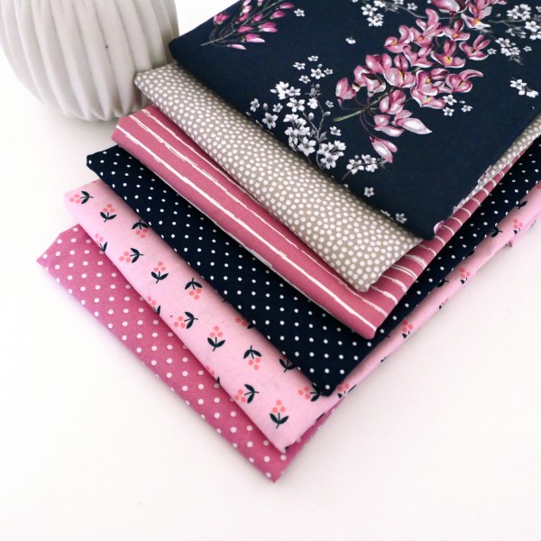 6 x 50 x 142 cm 'Wisteria' Blüten, Punkte, Kleckse, Linien, Patchwork, Paket