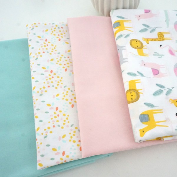 Stoffpaket Baumwolle, Desert Family, Kombi, Uni Mint, Rosa, Patchwork
