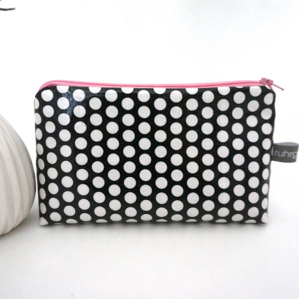 Kosmetiktasche, Schminktasche, Wachstuch, Fresh Dots, Black