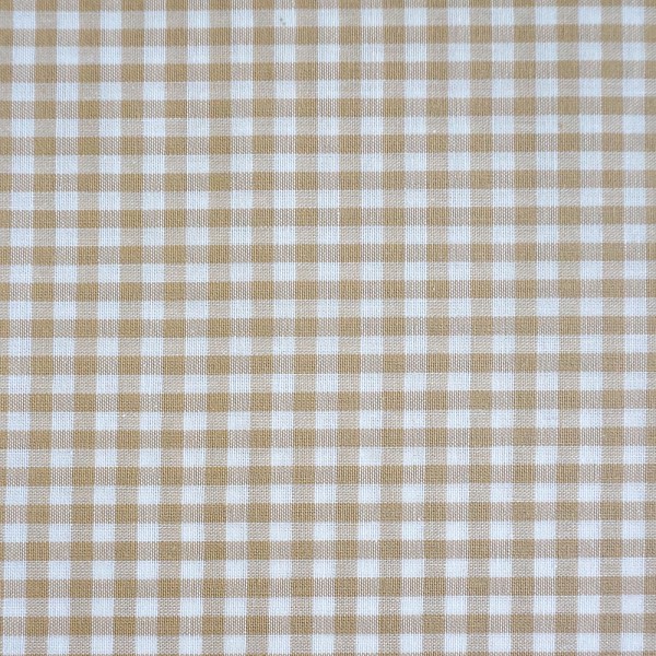 Vichykaro 5 mm, Baumwollstoff, Beige