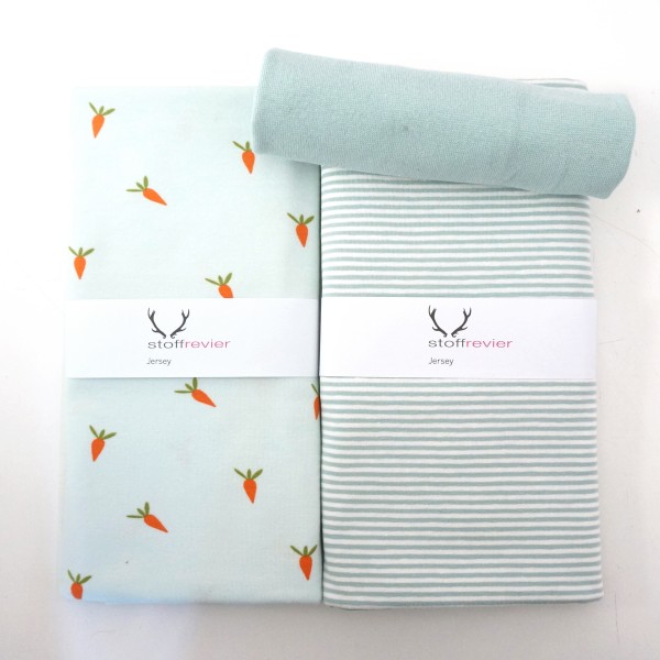 Stoffpaket Jersey, Möhrchen, Hellmint, Ringel Mint, Bündchen