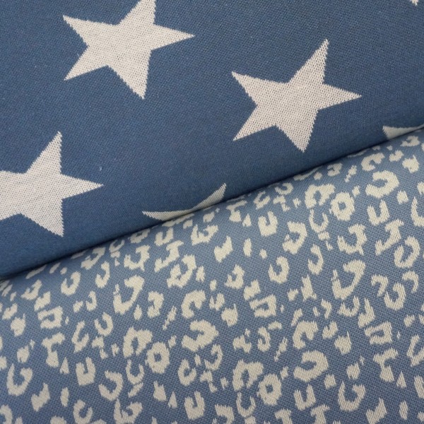 Jaquard, Sterne, Blau/Weiß, Meterware