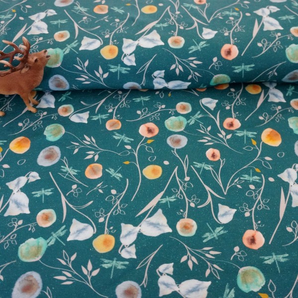 Jersey, Joy, Aquarell, Blüten, Libellen swafing, Meterware