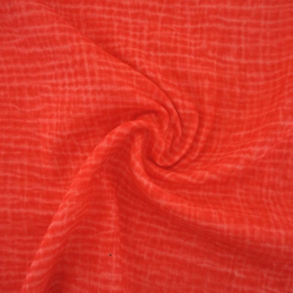 Musselin, Double Gauze, Uni, Koralle, Tie Dye, Meterware