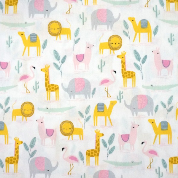 Baumwollstoff, Popeline, Desert Family, Weiß, Meterware