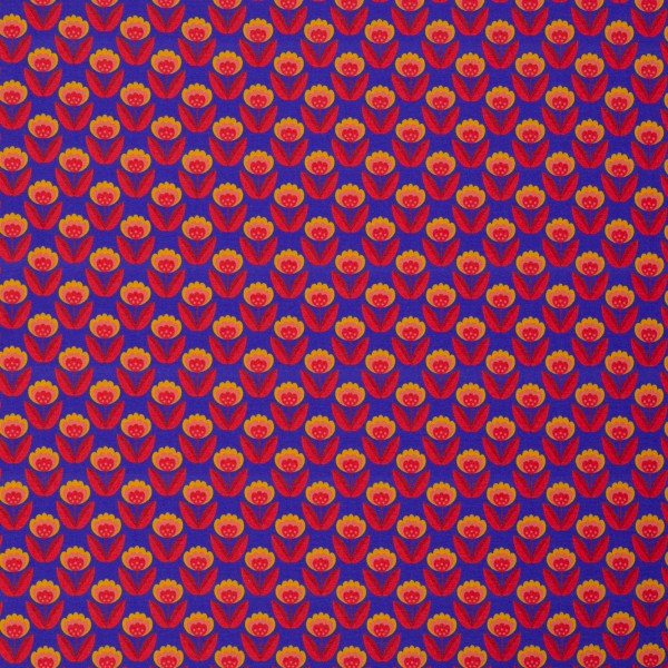 Jersey, Retroblume, Königsblau, swafing, Meterware