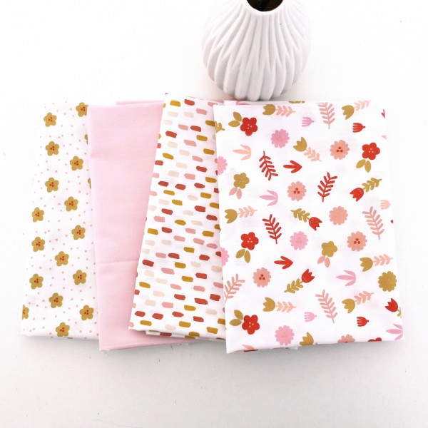 Stoffpaket Baumwolle, Streublumen, Pinselstriche, Uni, Patchwork