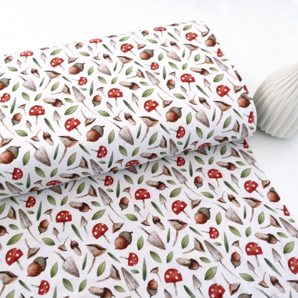 Jersey, Jule, Pilze, Eicheln, Weiß, swafing, Meterware