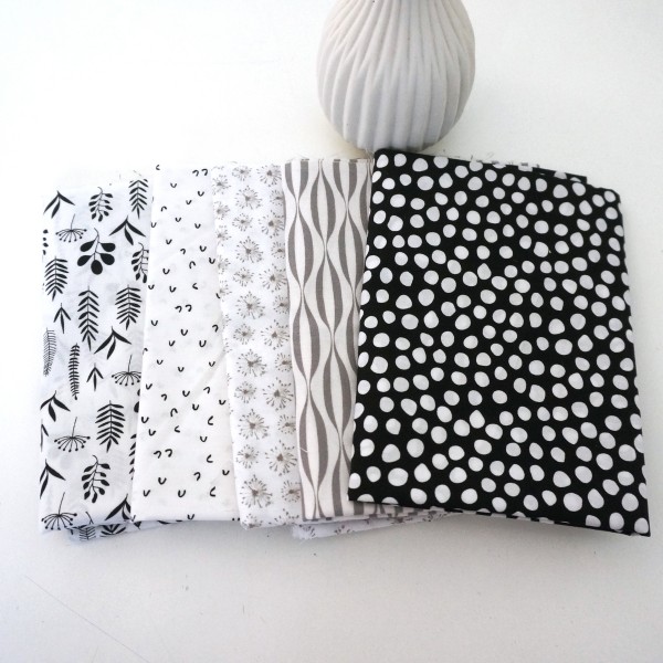 Restepaket Patchwork, Schwarz, Weiß, Grau