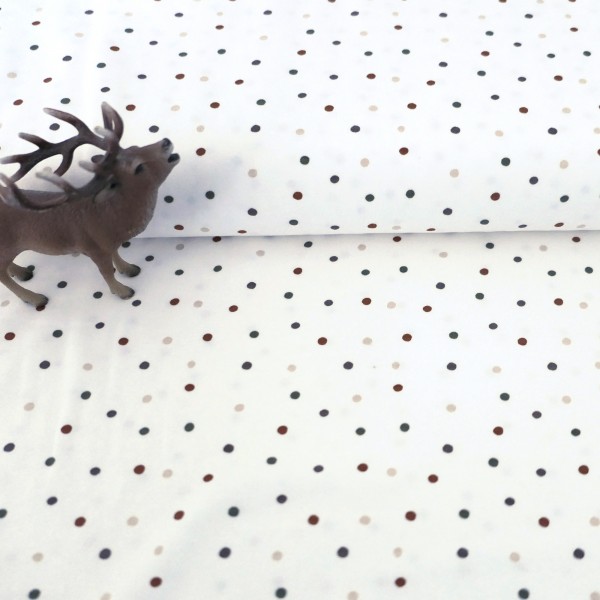 Jersey kleine Punkte, Off-White, Beige, Rost, Braun, Meterware