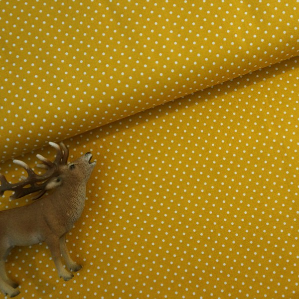 Baumwollstoff, kleine Punkte, 2mm, Judith, Senfgelb
