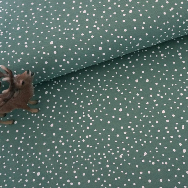 Jersey, Kleckse, Punkte, Altgrün, Meterware
