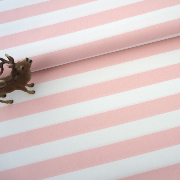 Baumwollstoff, Popeline, Blockstreifen, Streifen, Rosé, Meterware