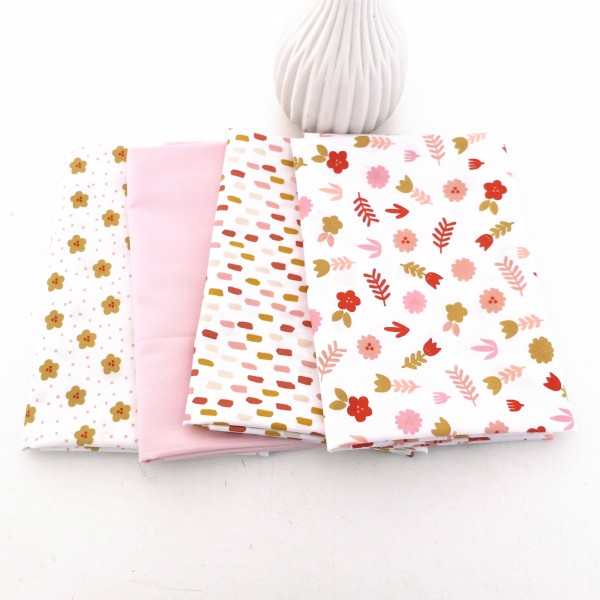 Stoffpaket Baumwolle, Streublumen, Pinselstriche, Uni, Patchwork