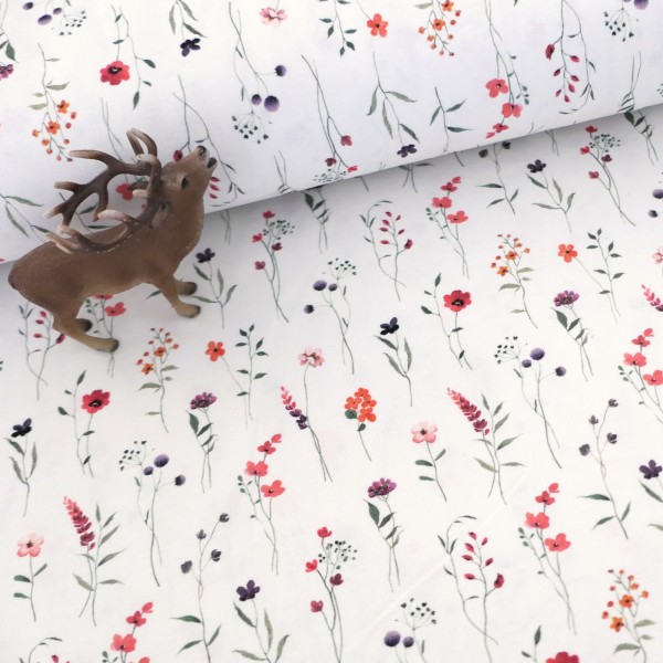 Jersey Kräuterwiese, Off-White, Bunt, Meterware