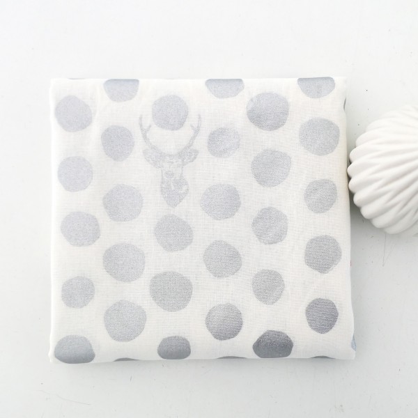 Reststück echino Canvas Halbleinen Hirsch Deer&Dot Silber