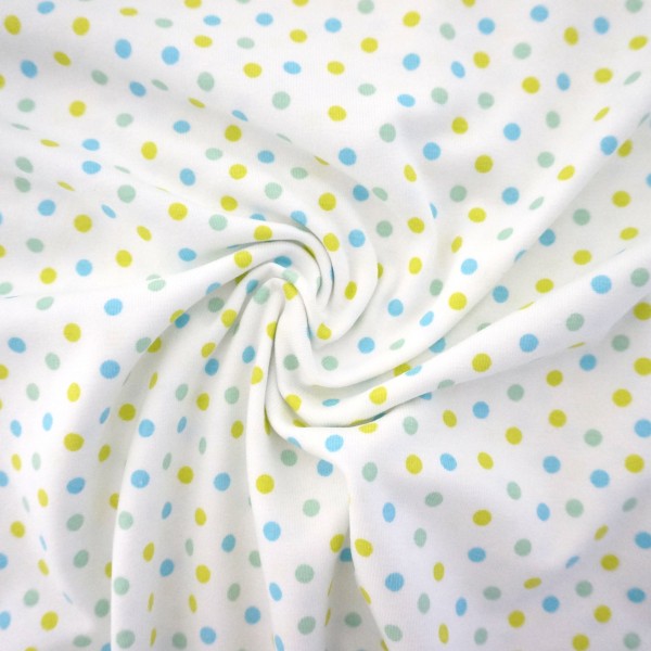 Jersey, Ink Dots, Punkte, Weiß, Meterware