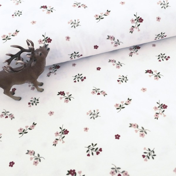 Jersey Streublumenzweige Off-White, Bunt, Meterware