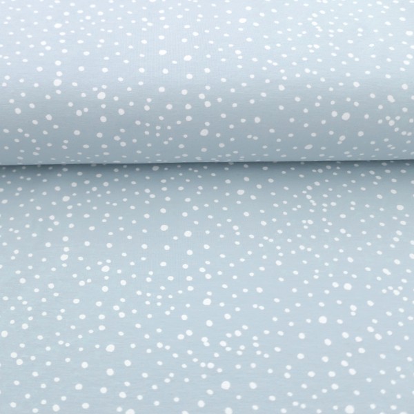 Jersey, Kleckse, Punkte, Zartblau, Meterware