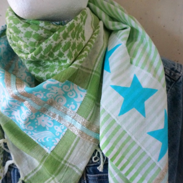 Sommertuch Unikat "Pimp my Pali", Grün-Türkis