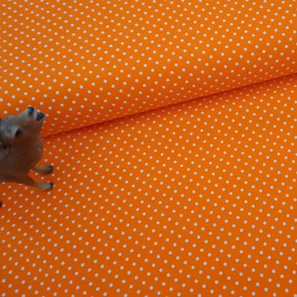 Baumwollstoff, kleine Punkte, 2mm, Judith, Orange, Meterware