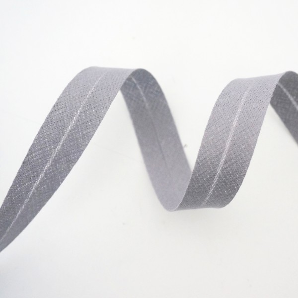 Baumwollschrägband Uni Grau, 5 Meter