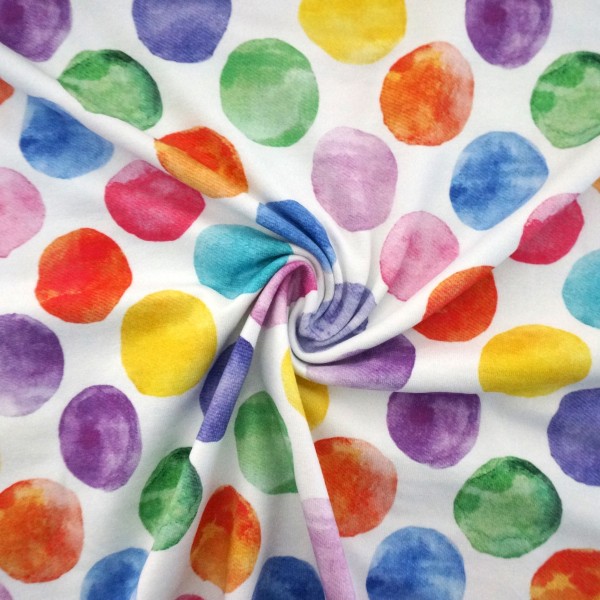 Jersey große Kleckse Bunt, Aquarelltechnik, Meterware