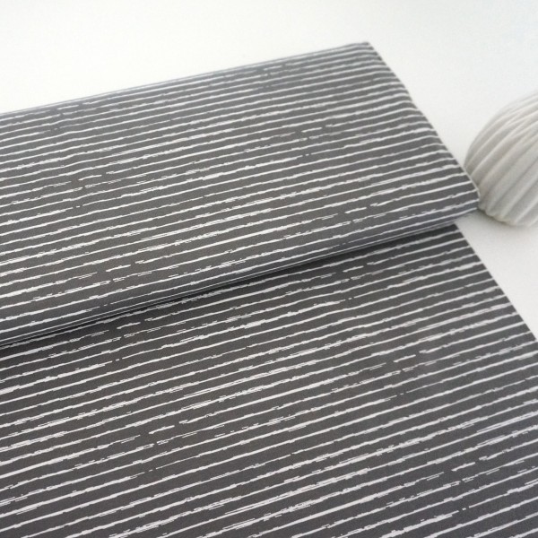 Jersey, Linien, Streifen, Grau/Weiß, Meterware