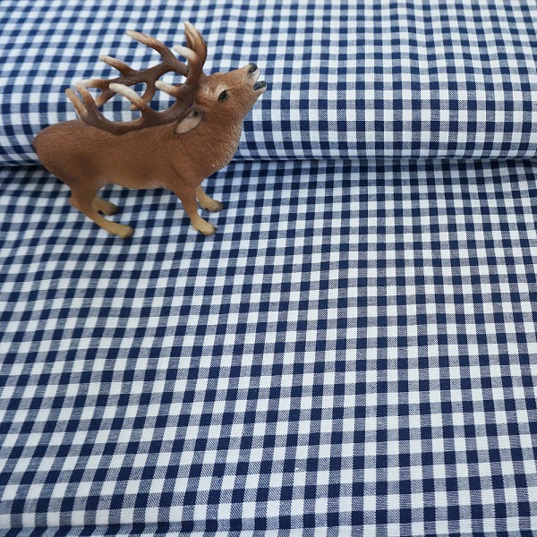 Vichykaro 5 mm, Baumwollstoff, Dunkelblau