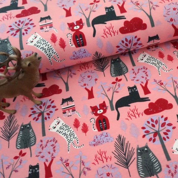 Jersey, Cats Miau, Rosa, Meterware