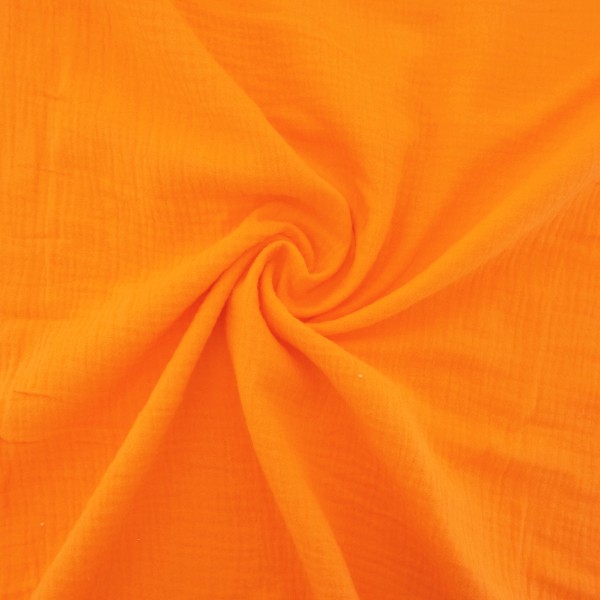 Musselin, Double Gauze, Neonorange Uni, Meterware