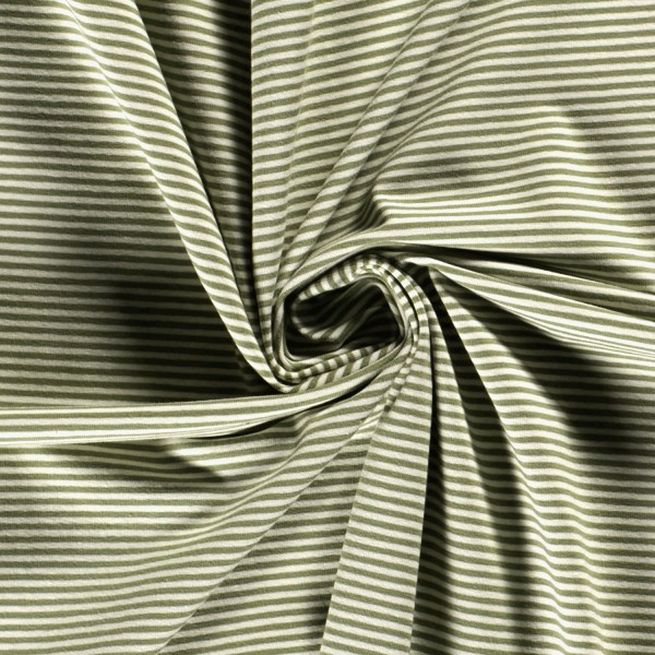 Ringeljersey 3 mm, Tannengrün/Weiß, Meterware