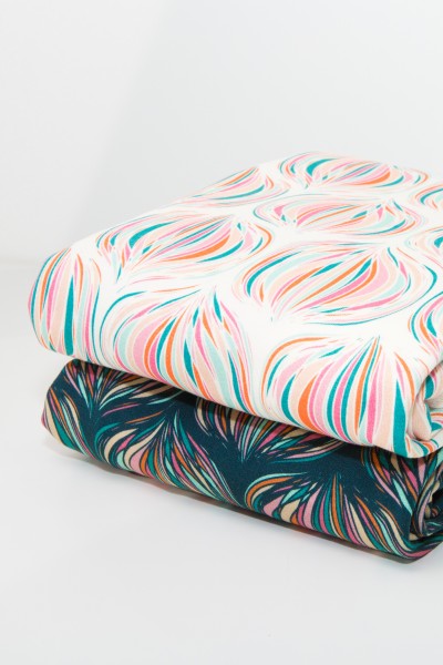 French Terry, Meluma, Ornamente, Weiß, Bunt, Meterware