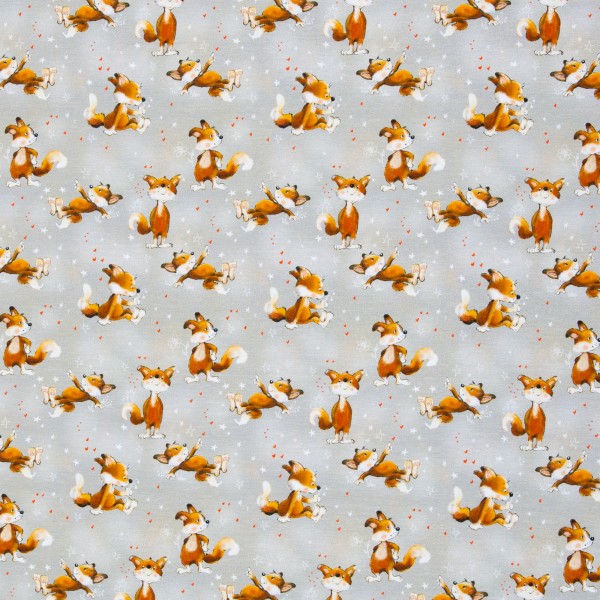 Jersey, Lathi, lebhafte Füchse, Hellgrau, Meterware