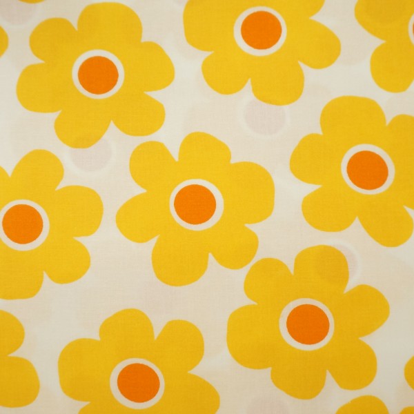 Baumwollstoff Blüten Gelb, Meterware