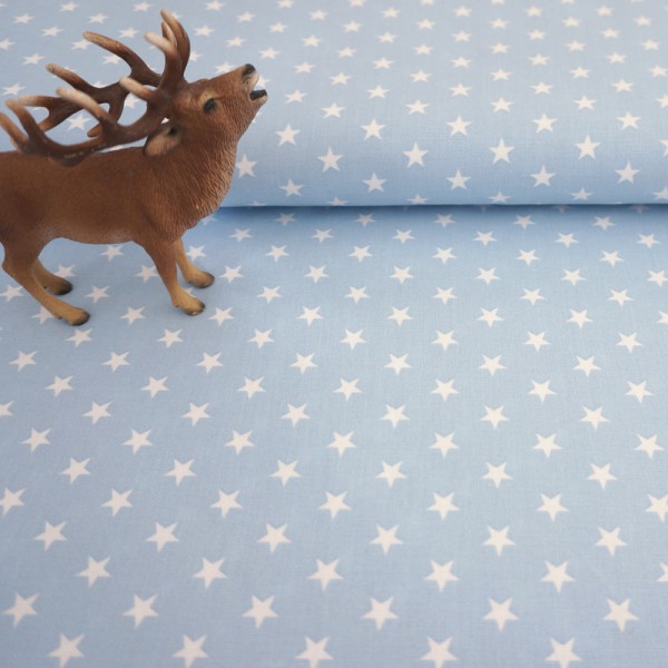 Baumwollstoff, Carrie, Sterne, 7 mm, zart Hellblau