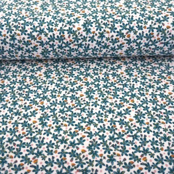 Jersey, Streublumen, Petrolblau, Meterware