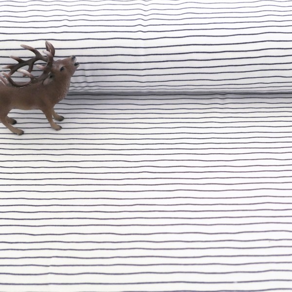 Jersey Linien, Off-White, Dunkelgrau, Meterware